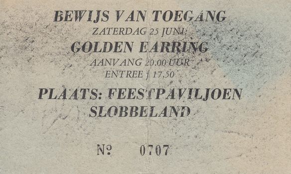 Golden Earring show ticket#707 June 25 1983 Volendam - Feestpaviljoen Slobbeland (FRONT)